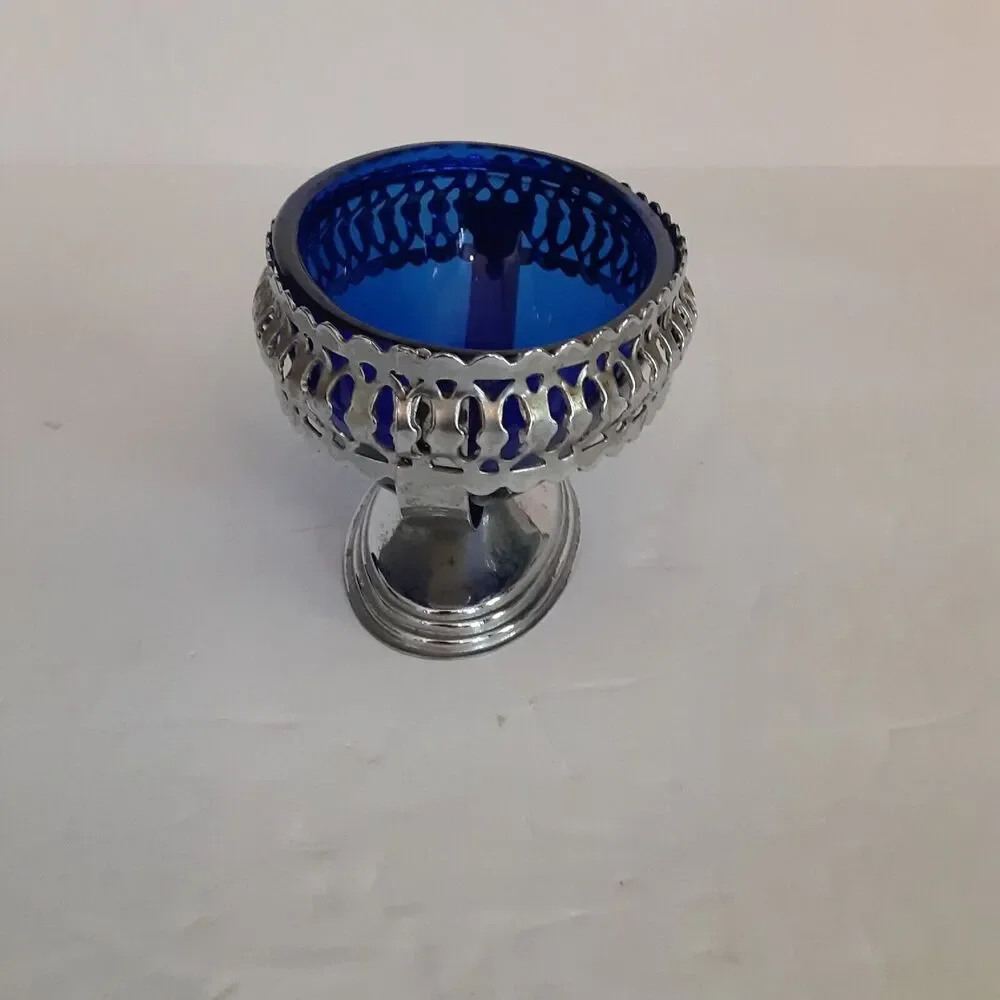 Cobalt Bowl w/ Silver Plate Holder Versatile